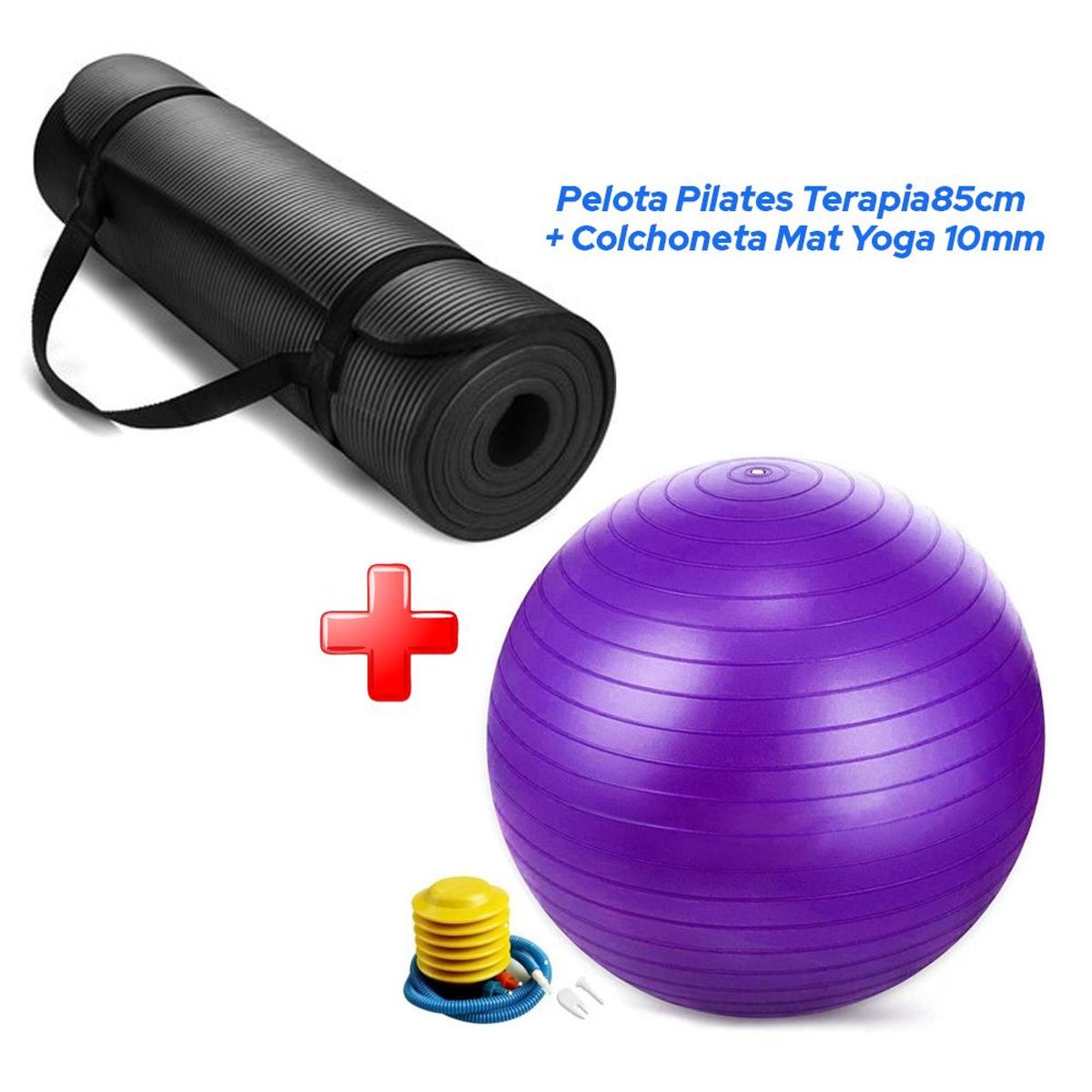GENERICO - Pelota Pilates Terapia 85cm  Colchoneta Mat Yoga 10mm