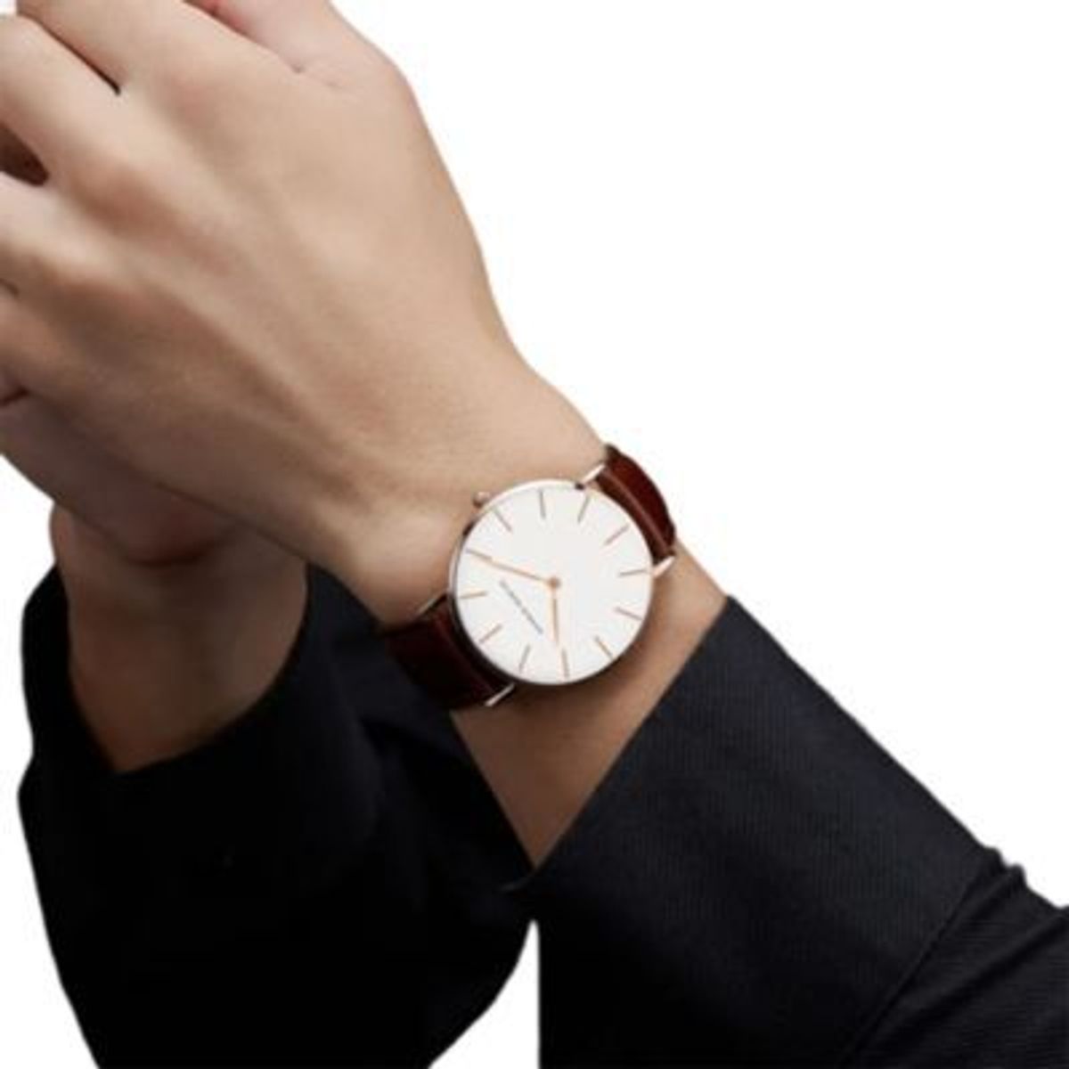 HANNAH MARTIN - Reloj Hannah Martin Acero Oro Rosa y Cuero Marrón HAN-9