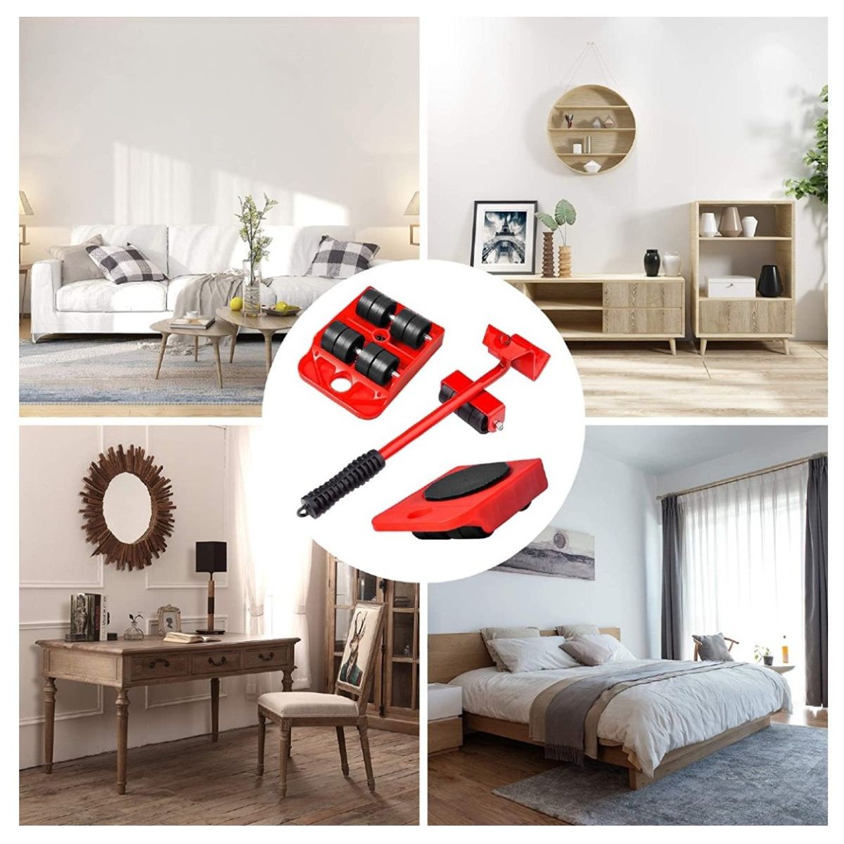 TODO FIT - Kit de Ruedas para Mover Muebles Rojo