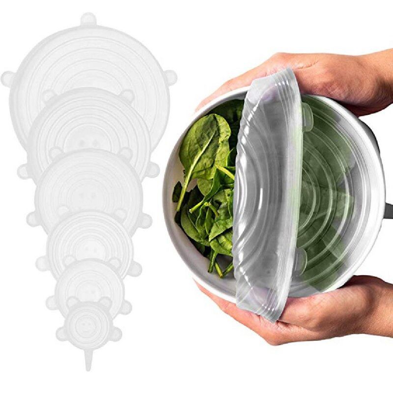 TODO FIT - Tapas de Silicona Elásticas 6 Tamaños de Fundas para Tazones Blanco