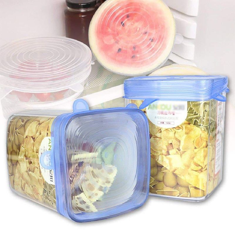 TODO FIT - Tapas de Silicona Elásticas 6 Tamaños de Fundas para Tazones azul