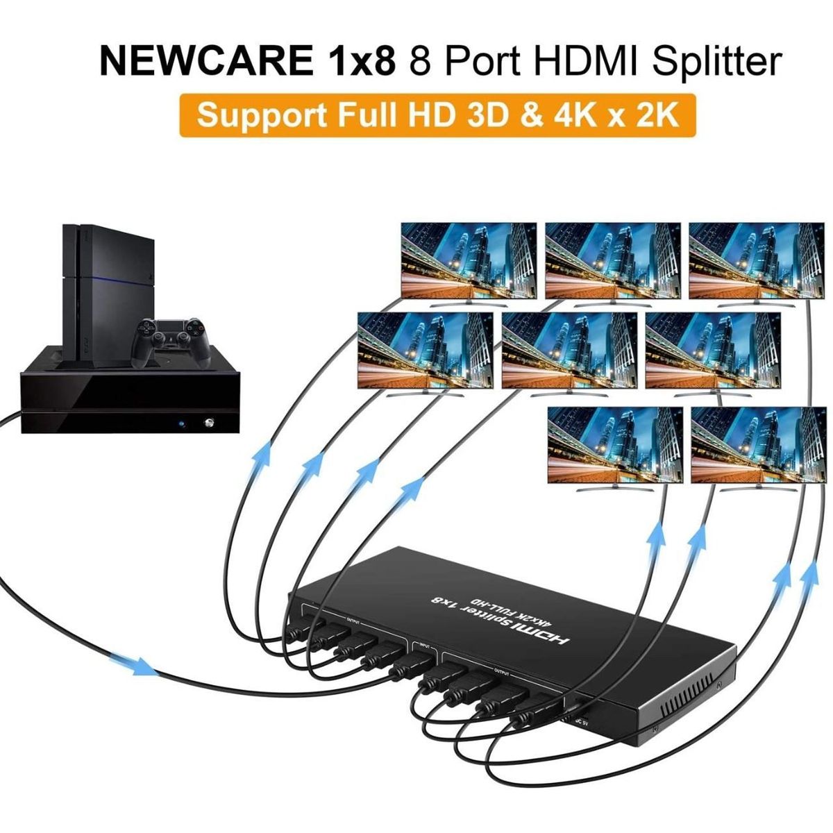 OEM - Splitter Divisor de 8 Puertos Hdmi 4K x 2K 3D