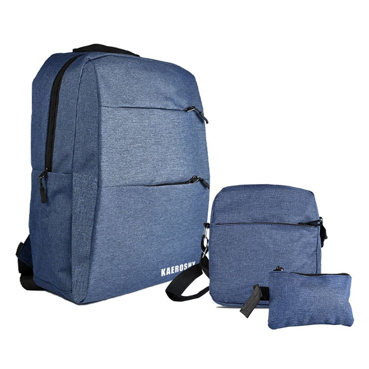 KAEROSHY - Mochila Kaeroshy D'Albert 15.6’ + Morral + Cartuchera  color Azul