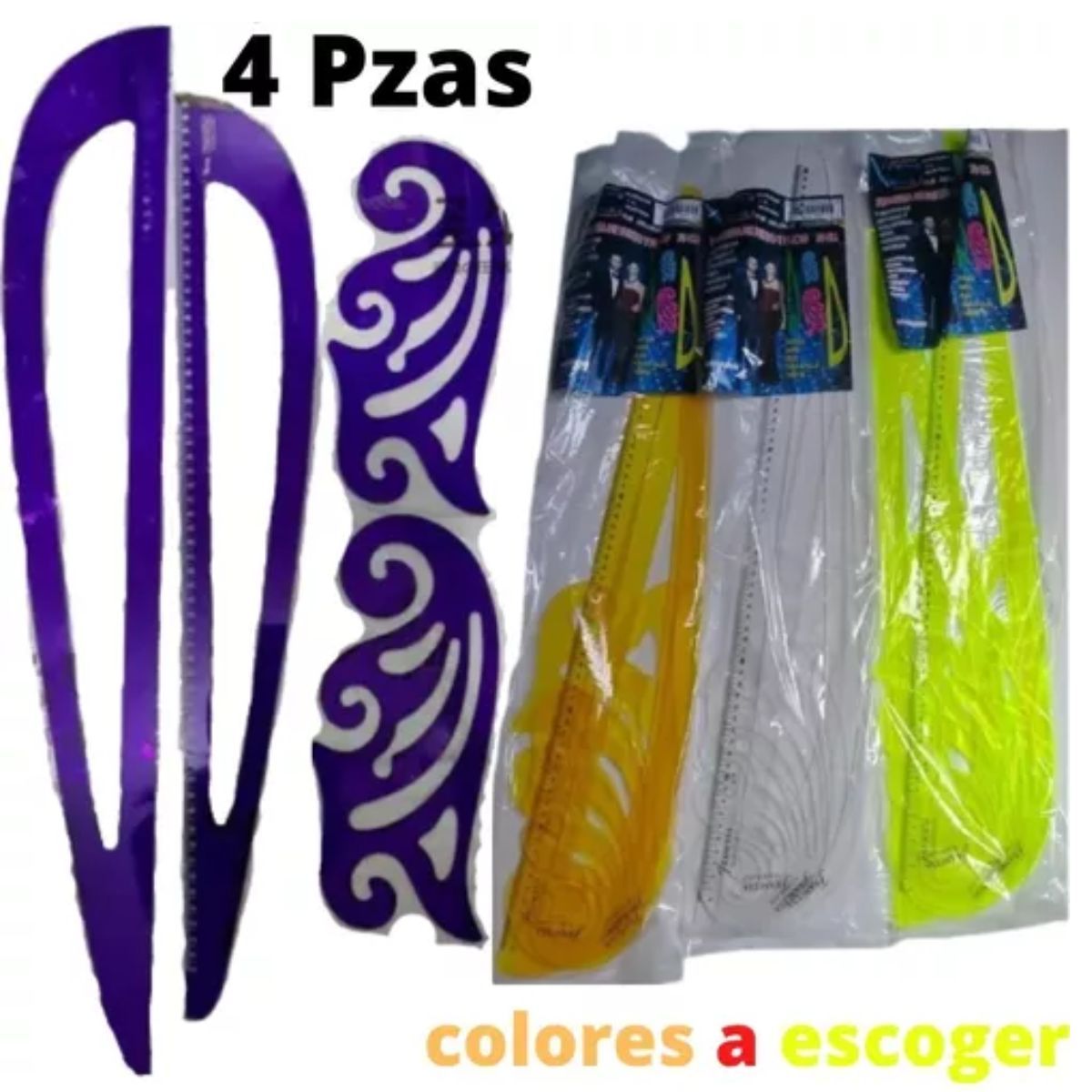 GENERICO - Regla Patronaje Regla Francesa Reglas De Costura - 4piezas