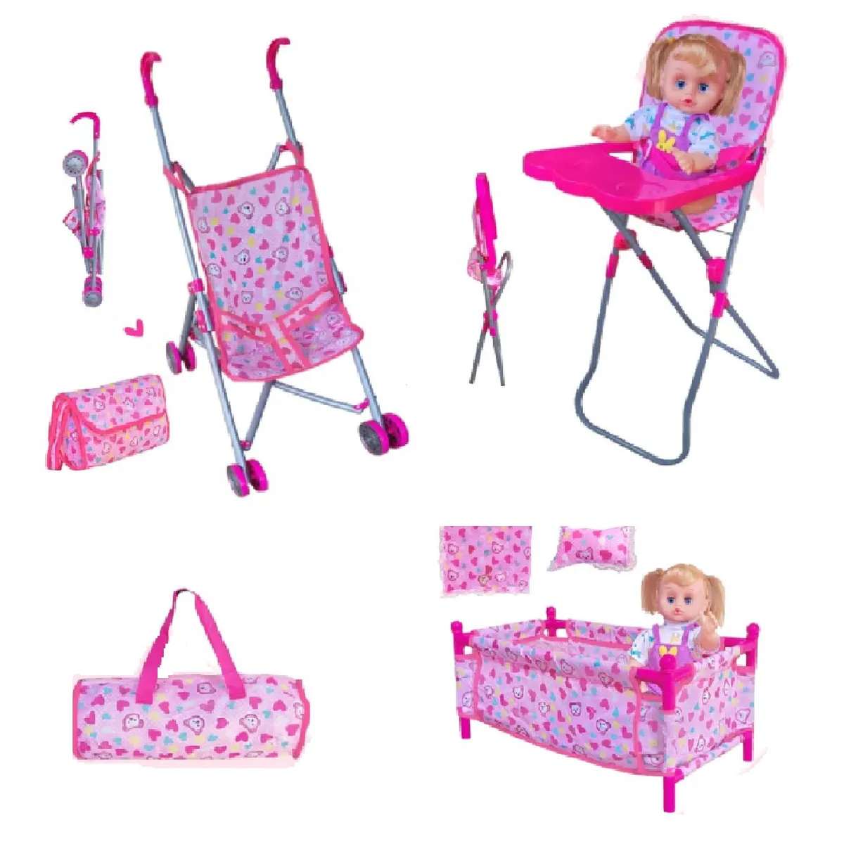 IDEAL - Set de juego de muñeca bebe kit 3 en1.