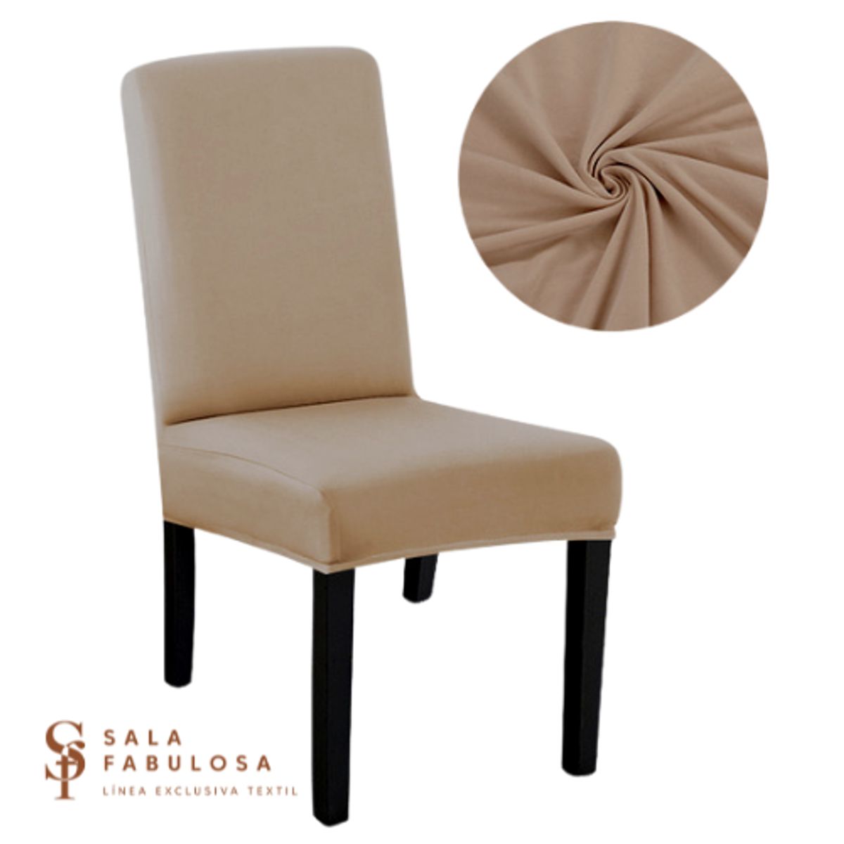 SALA FABULOSA - Funda protectora lycra de silla Set 8 pzs Beige elegant
