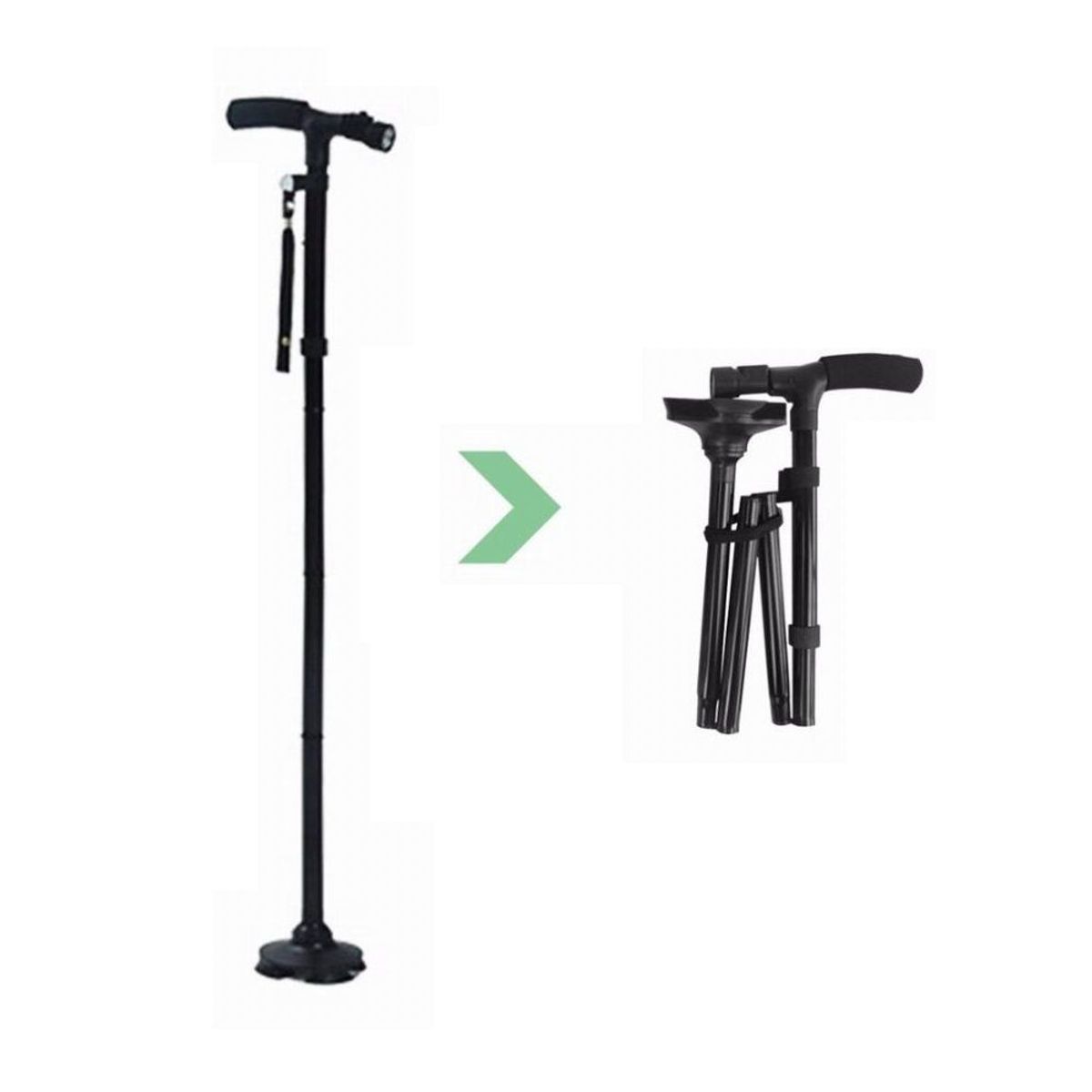 OTTOWARE - Bastón Plegable Con Luz 4 en 1