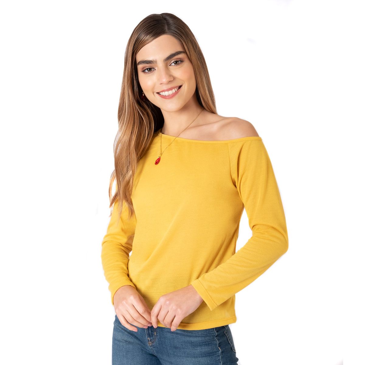 GENERICO - Chompa Sexy Manga Larga con Hombro Descubierto