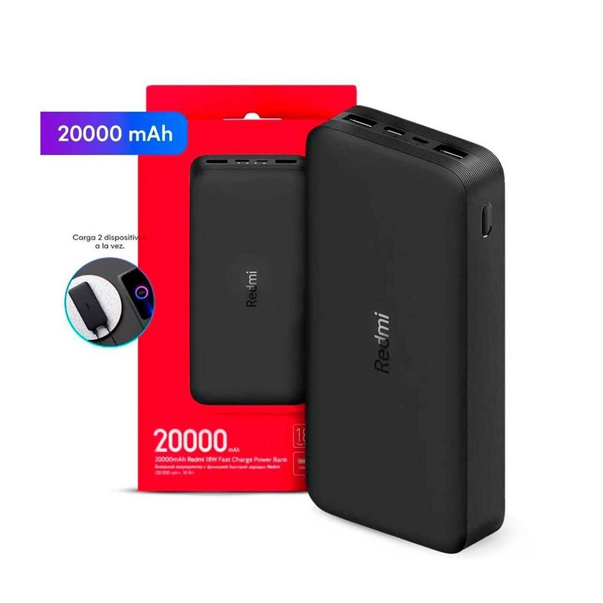 XIAOMI - Power Bank Xiaomi 20000mAh carga Rápida 18W