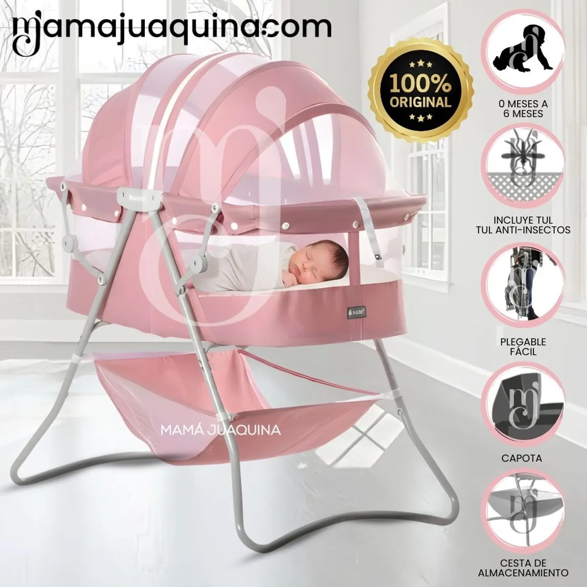 EBABY - Cuna Portátil Plegable «DOLLY» Pink