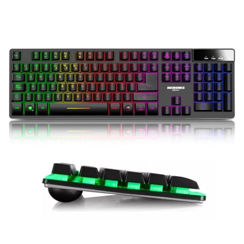 MICRONICS - Teclado Gamer Semi Mecánico Micronics Neon con luces led