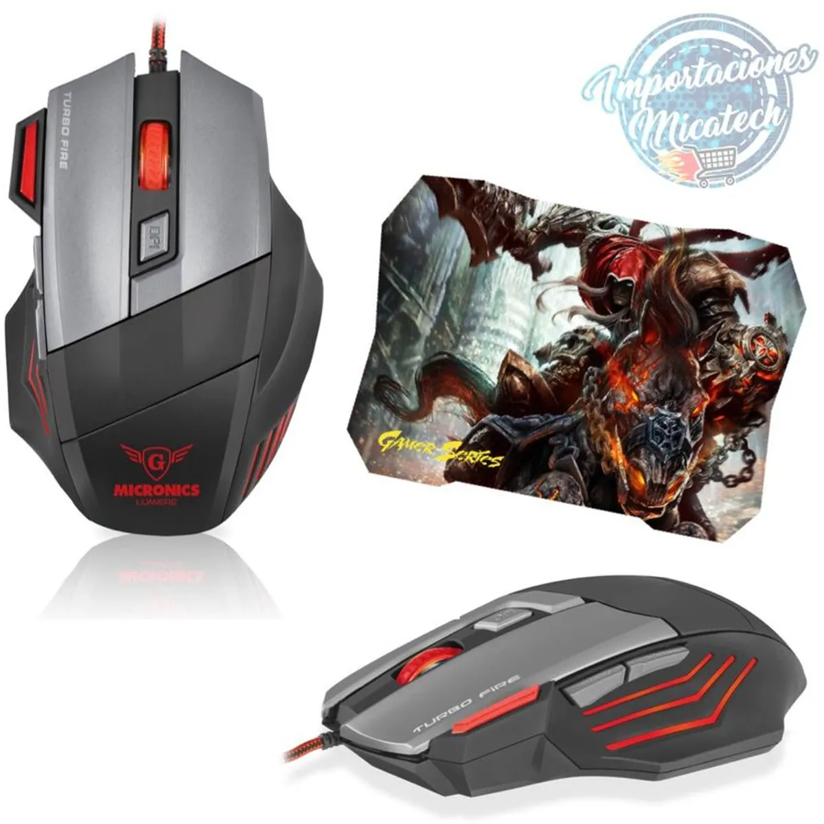 MICRONICS - Mouse gamer micronics lumiere 3200 dpi rgb 7b + pad