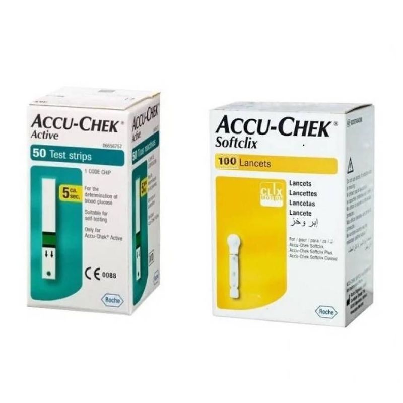 ACCU CHEK - 50 Tiras Accu Check Active +100 Lancetas
