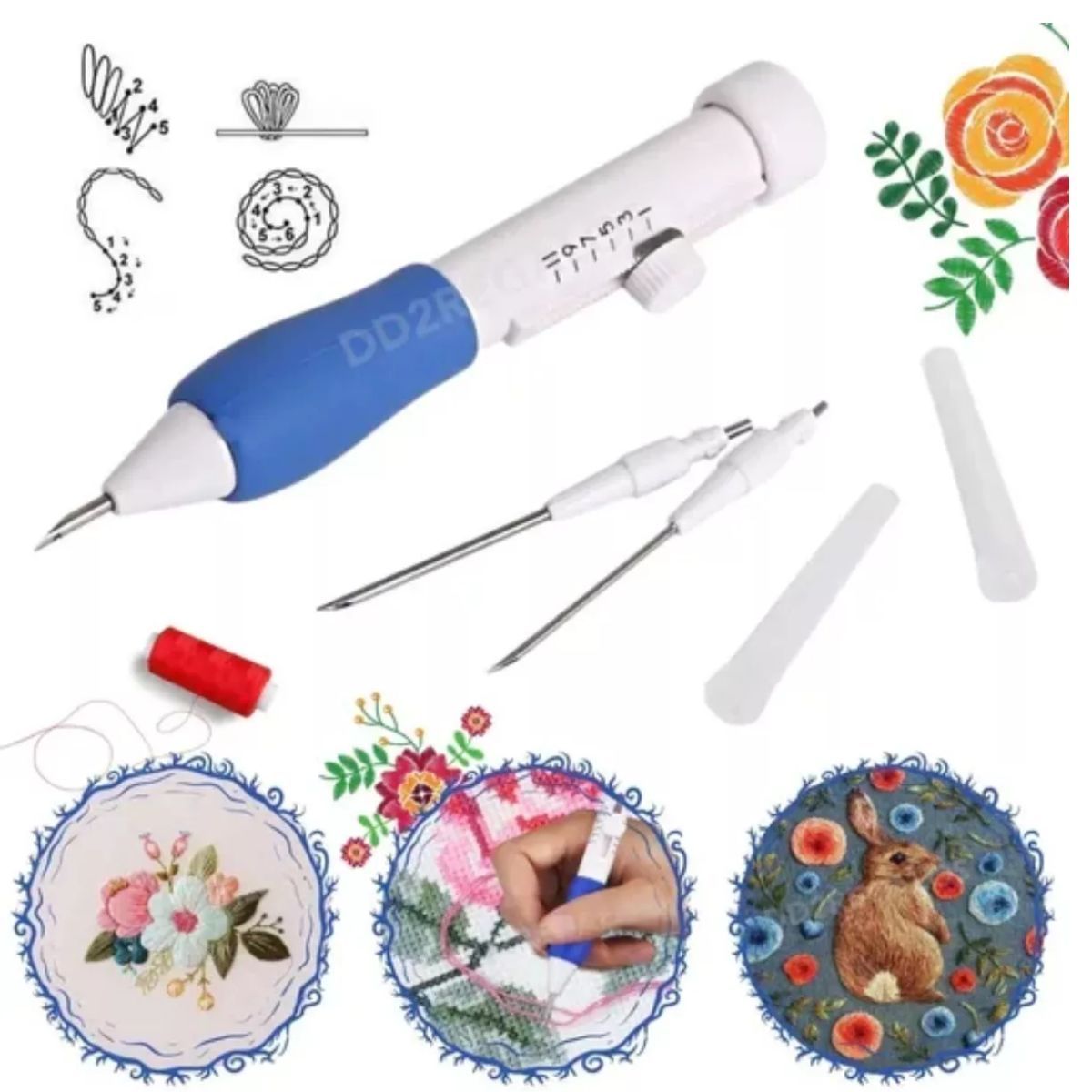 GENERICO - Aguja Magica Skc  Set Aros De Bordar Bastidor 05 Unids