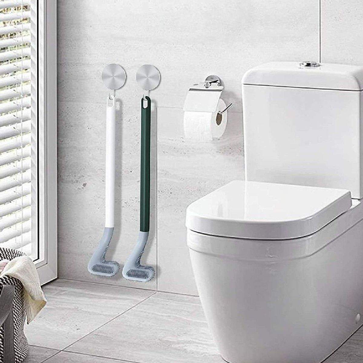 TODO FIT - Escobilla larga Cepillo para Limpieza Baño Inodoro Verde