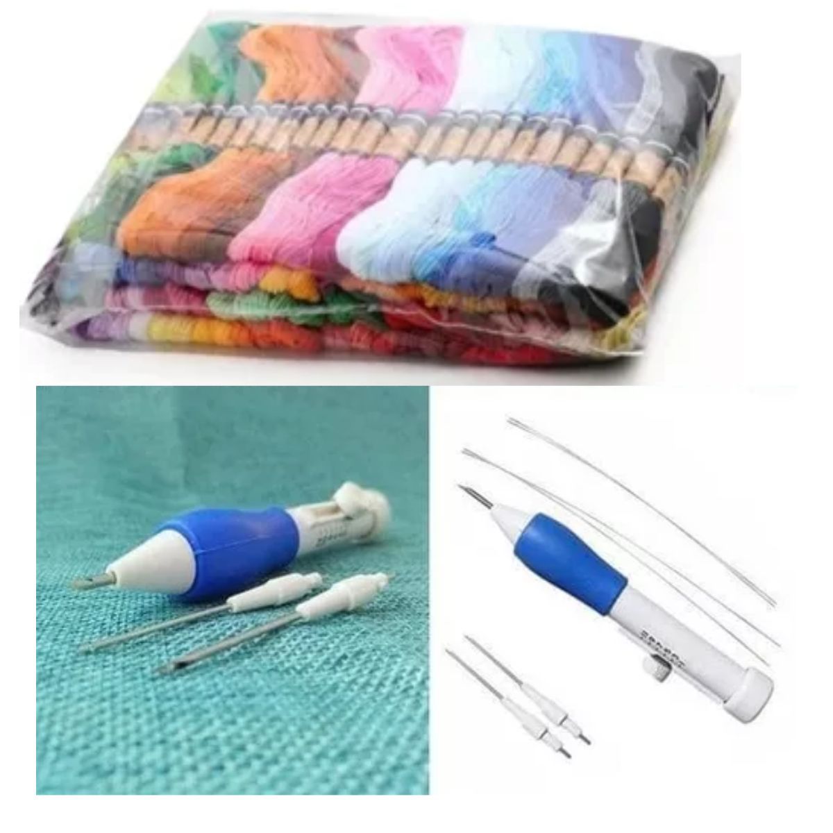 GENERICO - Aguja Mágica Skc + 50 Hilos De Bordar