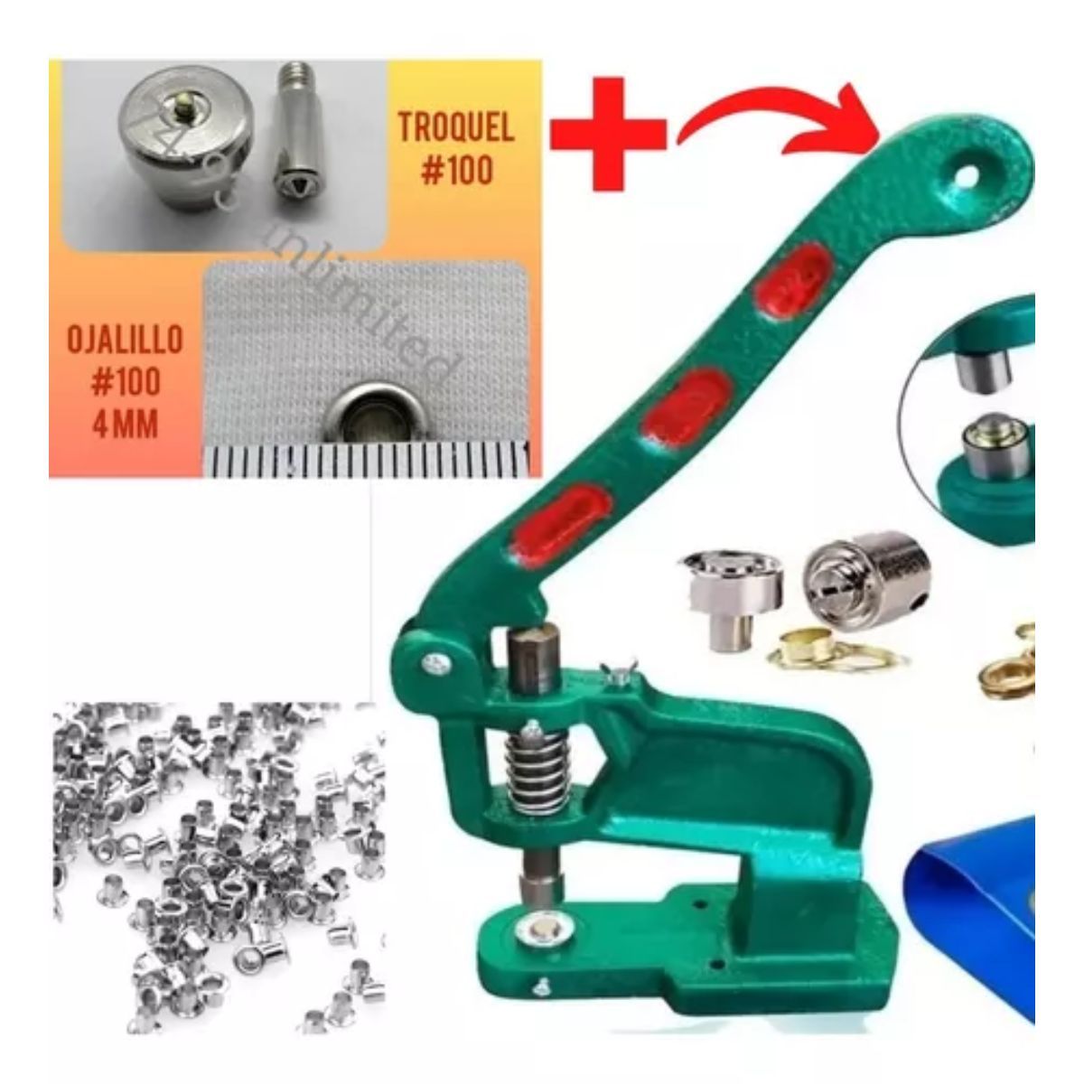 GENERICO - Remachadora Completo Para Broches Ojales Remaches Metálicos