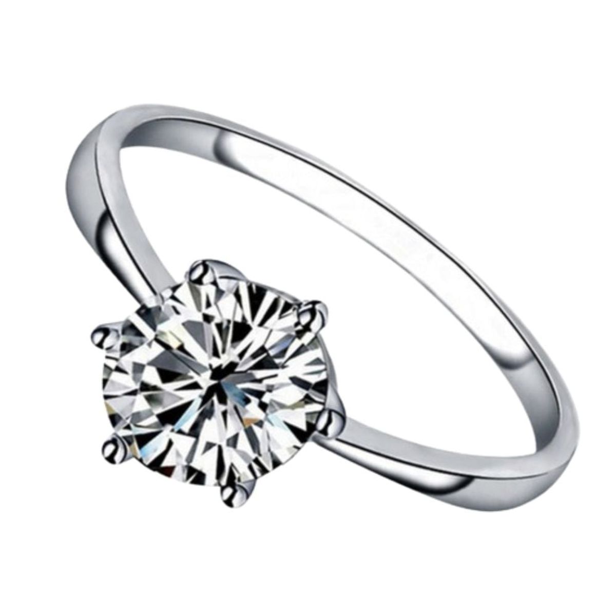 GENERICO - Anillo de Compromiso de Plata Bañado en Oro Blanco Modelo 354