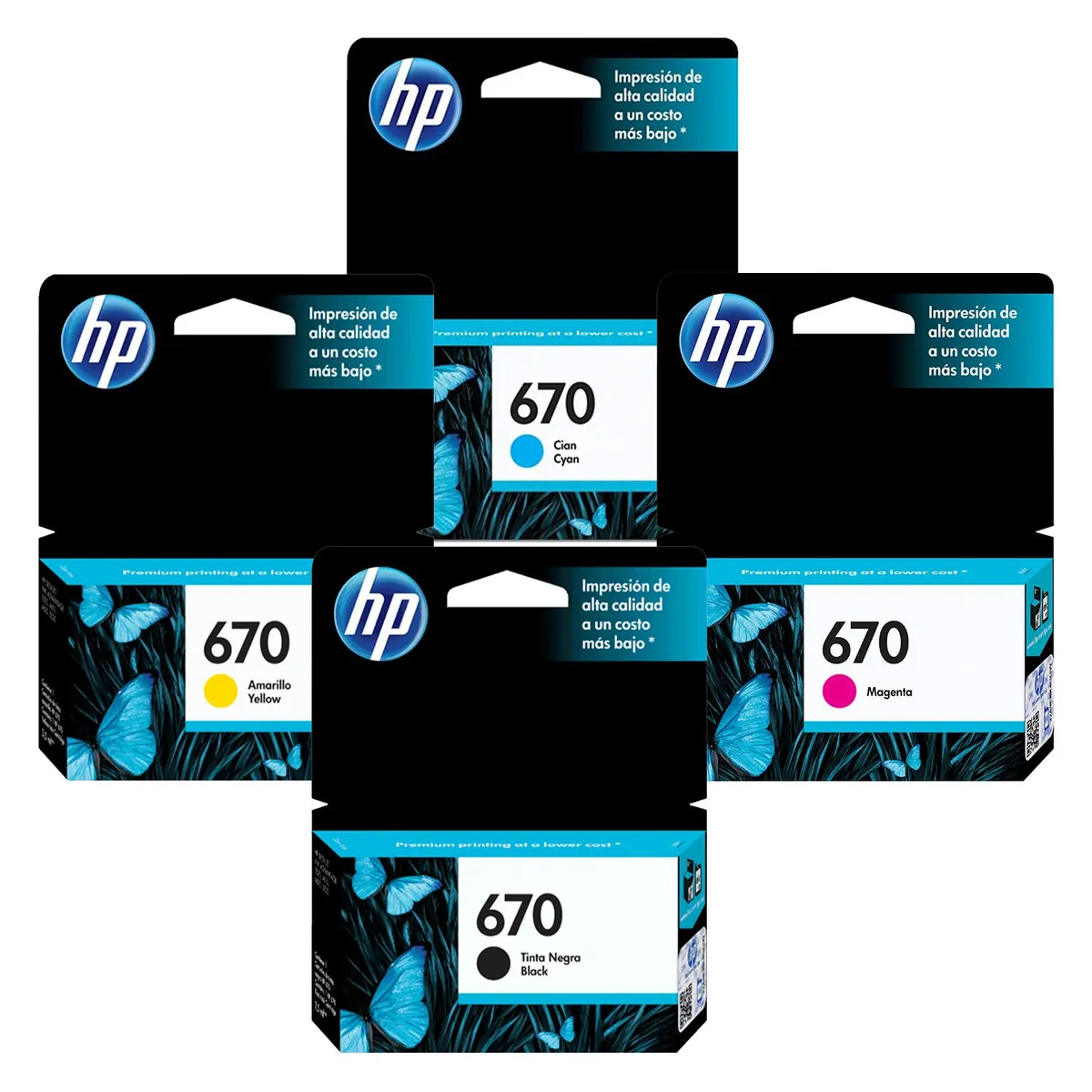 HP - KIT DE CARTUCHO DE TINTA HP 670 NEGRA / COLOR ORIGINAL