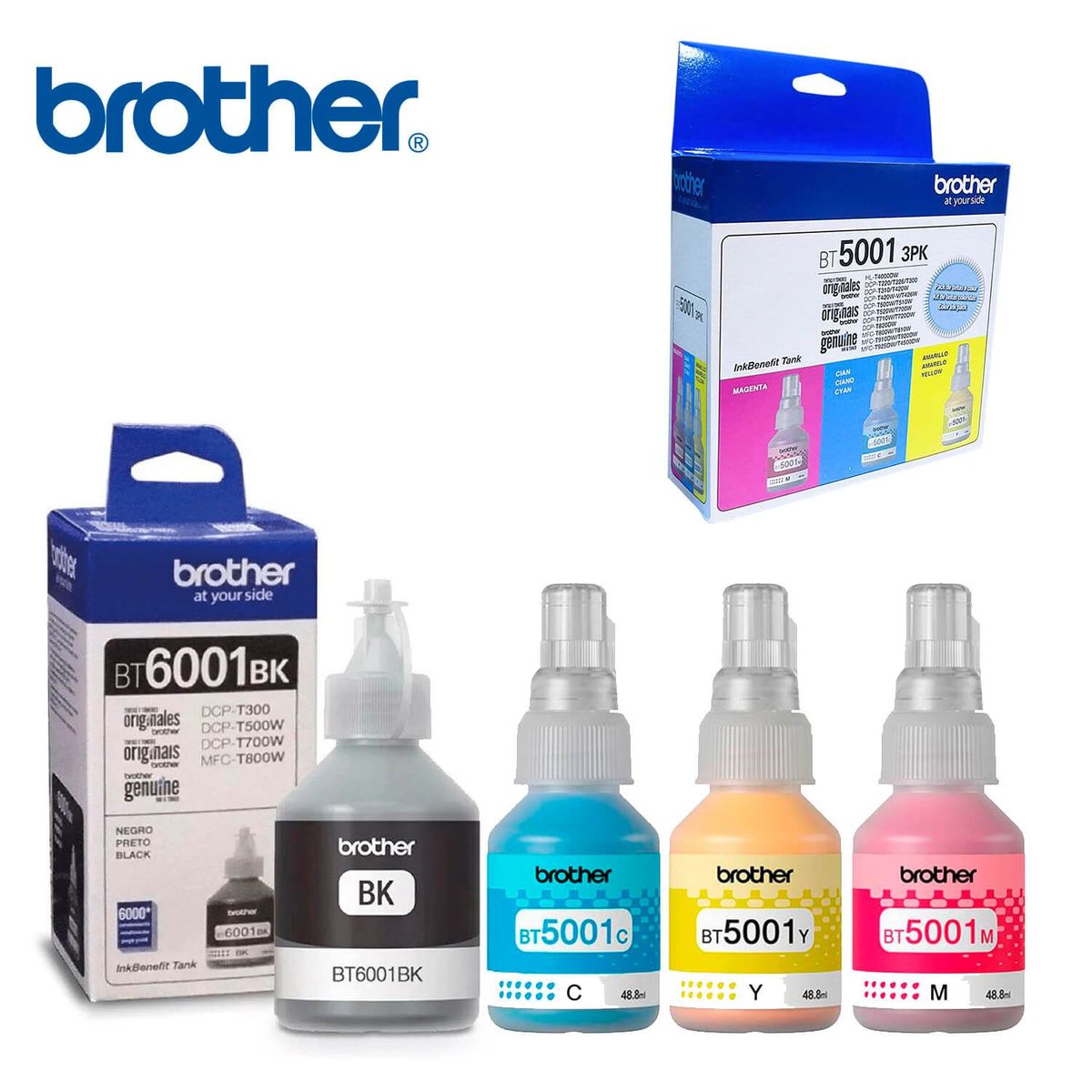BROTHER - JUEGO DE BOTELLAS DE TINTA BROTHER BT6001BK NEGRO  3PK-TANK ORIGINAL