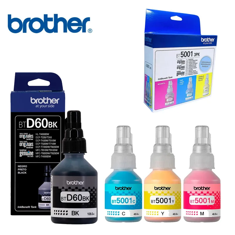 BROTHER - JUEGO DE BOTELLAS DE TINTA BROTHER BT-D60BK NEGRO  3PK-TANK COLOR ORIGINAL