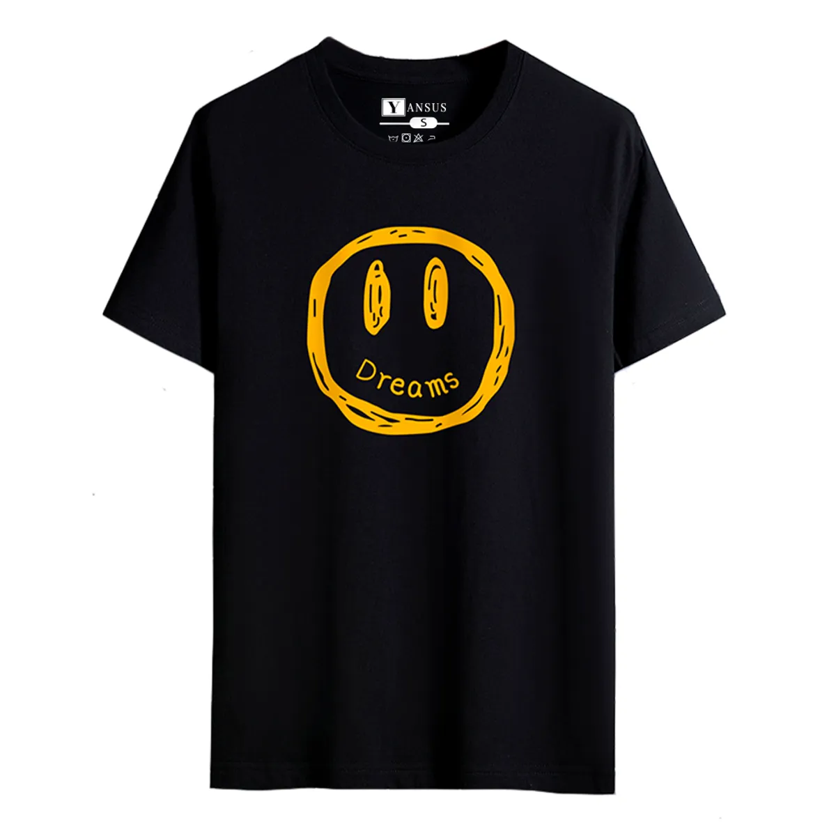 YANSUS - Polo Hombre Yansus Negro Estampado Cara Feliz
