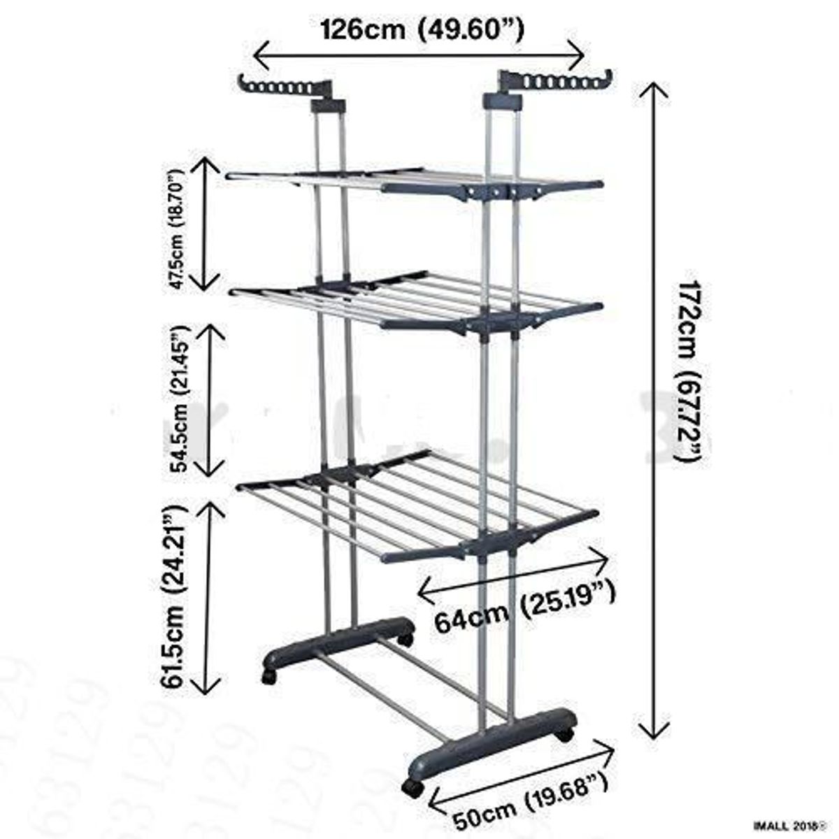 OEM - Tendedero Tendal Plegable de Ropa 3 Niveles Multifuncional