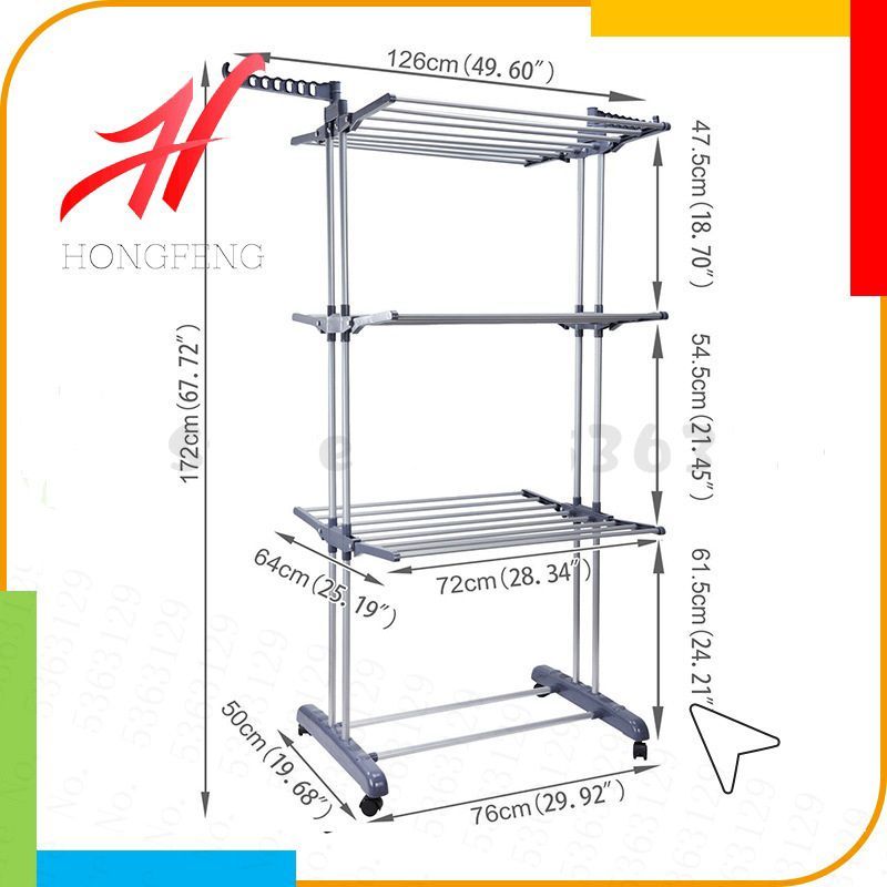 OEM - Tendedero Tendal Plegable de Ropa 3 Niveles Multifuncional