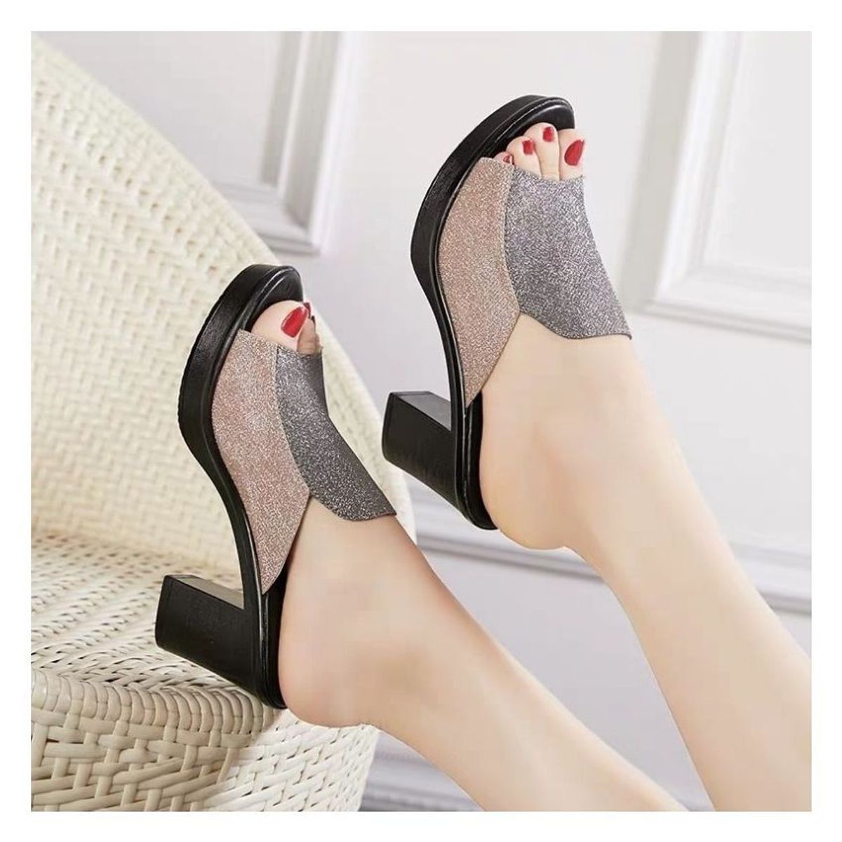 BLWOENS - Sandalias de mujer zapatillas con tacón grueso zapatos para mujer