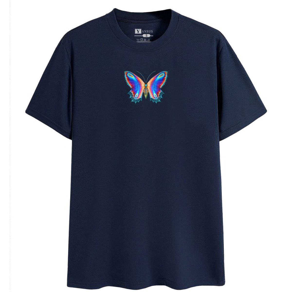 YANSUS - Polo Hombre Yansus Azul Marino Estampado Mariposa