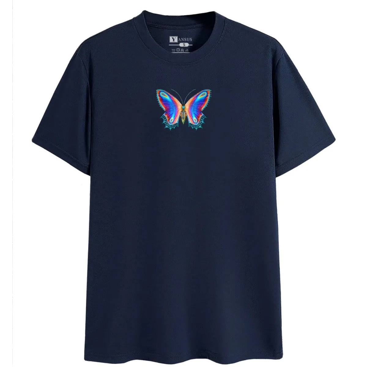 YANSUS - Polo Hombre Yansus Azul Marino Estampado Mariposa