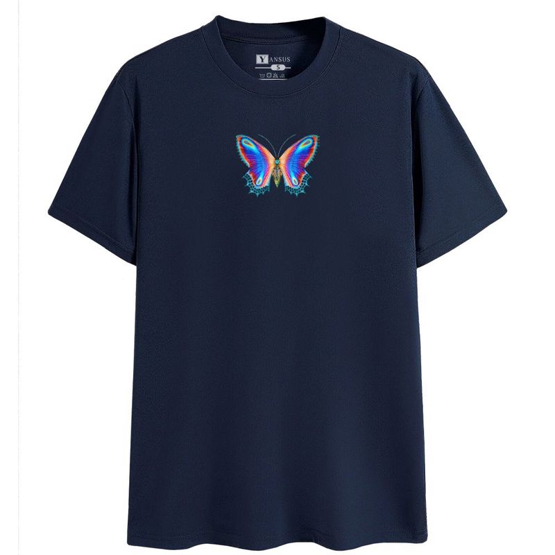 YANSUS - Polo Hombre Yansus Azul Marino Estampado Mariposa