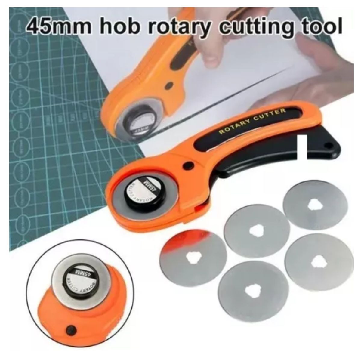 GENERICO - Cutter Circular Rotatorio 45 Mm Papel Tela Piel Mas 5 Repsto