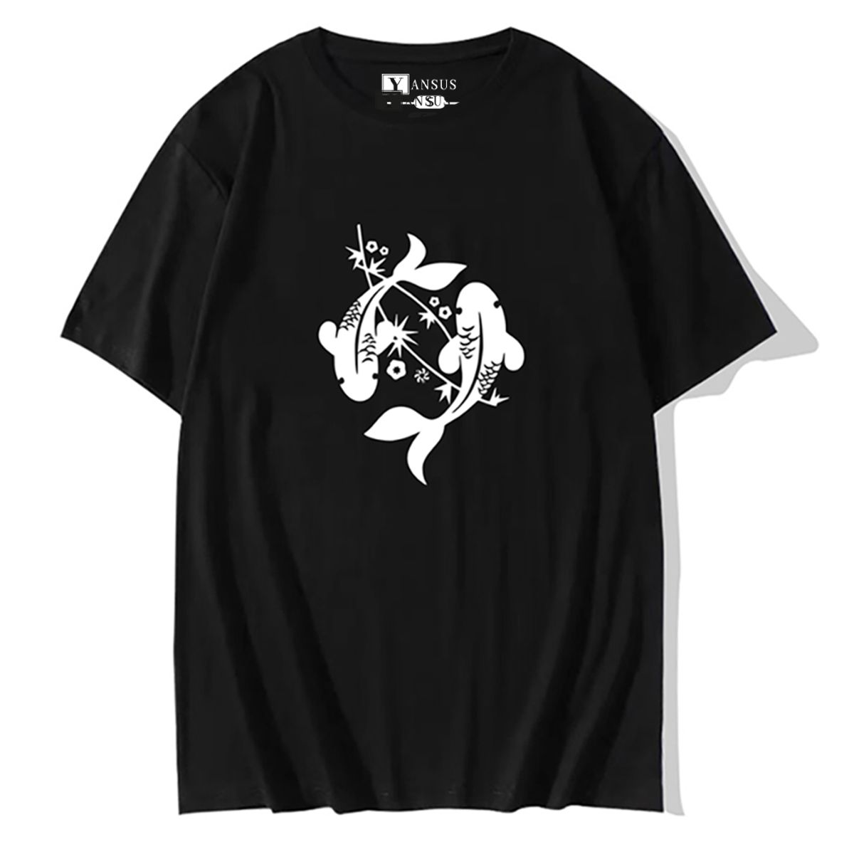 YANSUS - Polo Hombre Yansus Negro Estampado Pescado