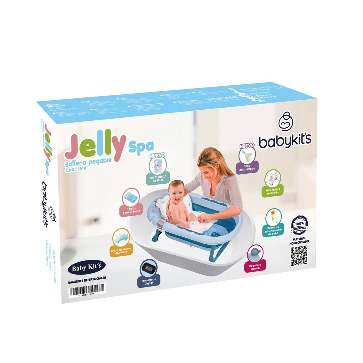 BABY KITS - Tina Bañera Plegable JELLY SPA Con Termómetro Blue