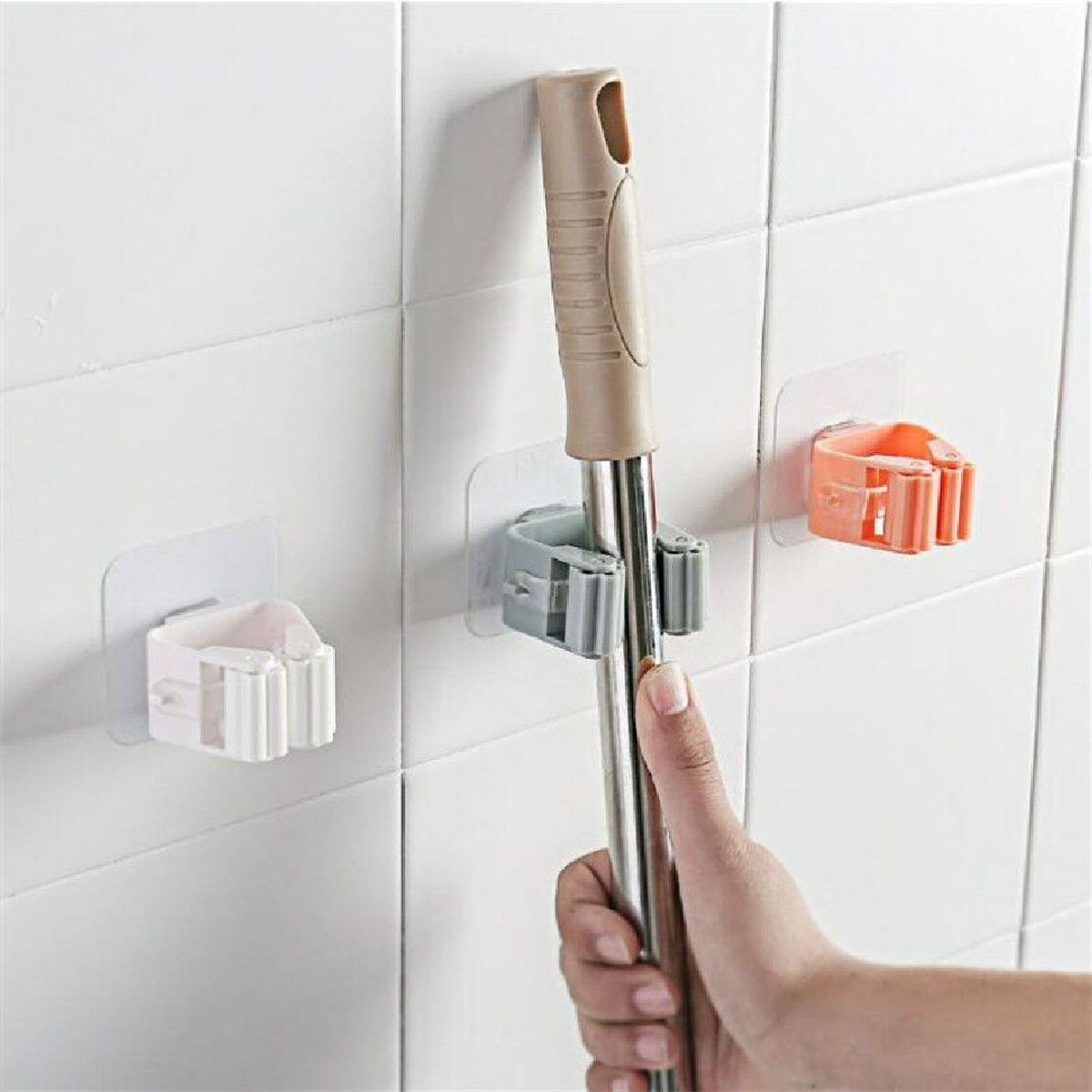 TODO FIT - Organizador Múltiple Colgador Gancho sujetador de Escoba Blanco
