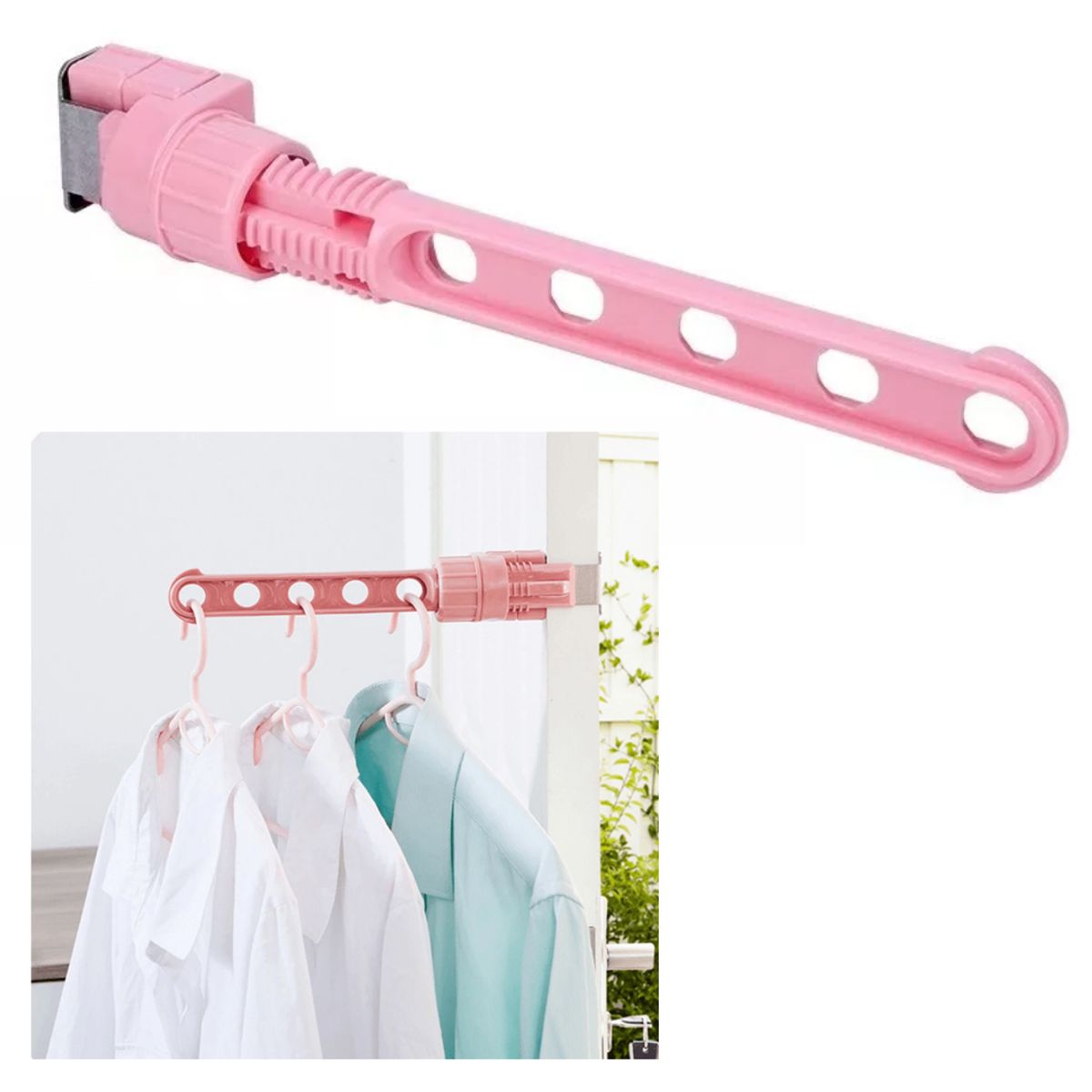 TODO FIT - Colgador de Ventana Multiusos Organizador Tendedero Rosado