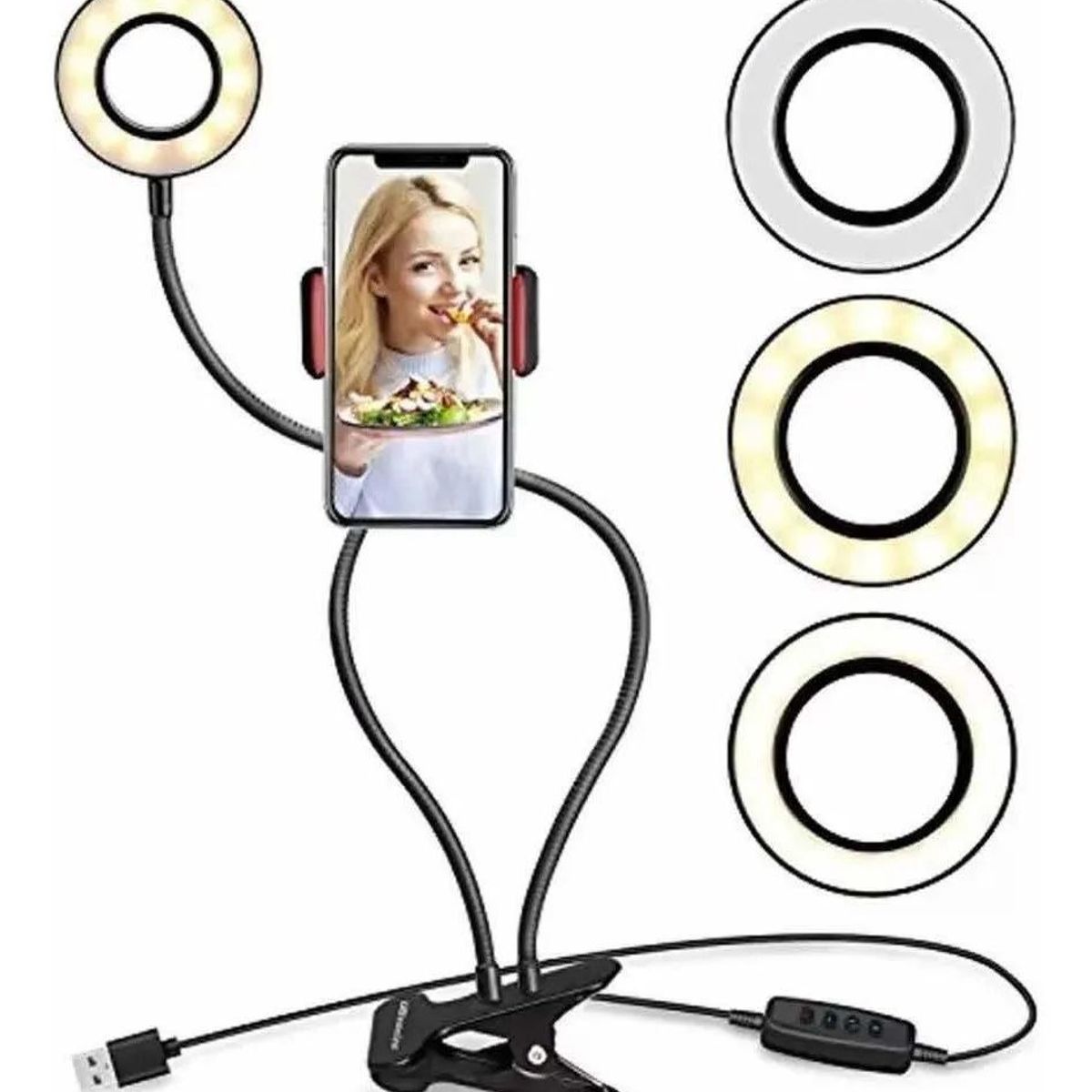 OEM - Kit Fotografía Aro Led 20cm Gancho Flexible Soporte Celular