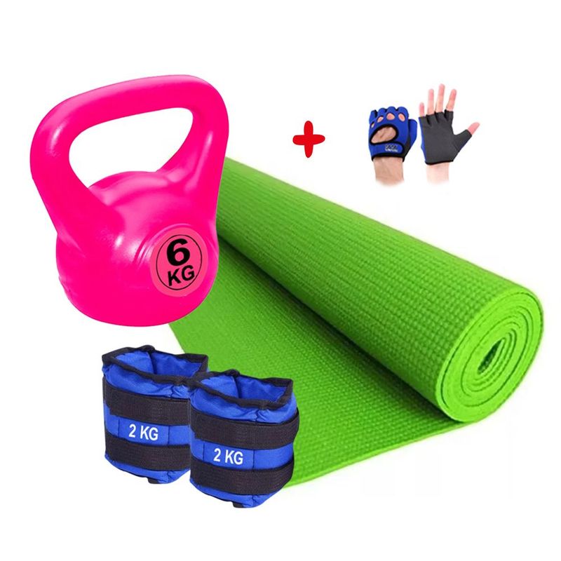 GENERICO - Pesa Rusa 6kg Tobilleras 2kg Guantes Matt 6mm