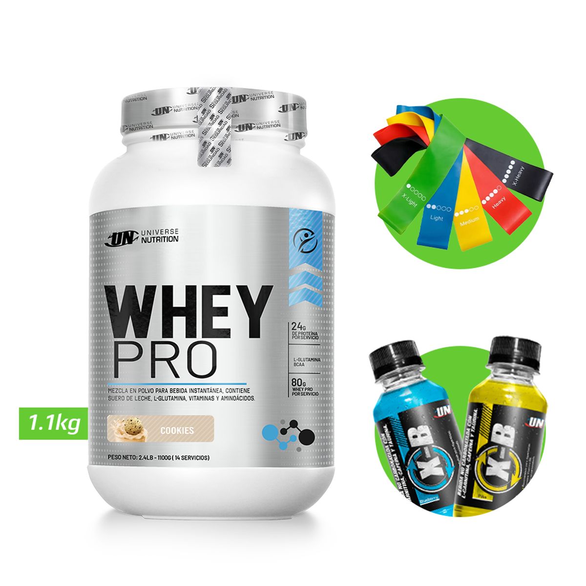 UNIVERSE NUTRITION - WHEY PRO 1.1 KG PROTEÍNA UN COOKIES+ REGALOS