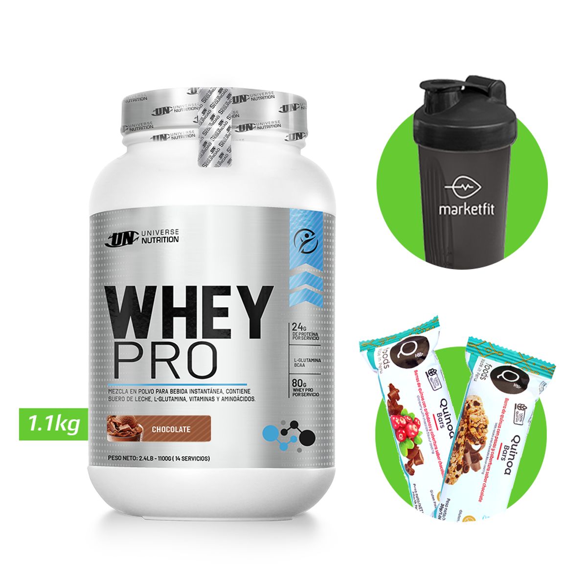 UNIVERSE NUTRITION - WHEY PRO 1.1 KG PROTEÍNA UN CHOCOLATE + REGALOS