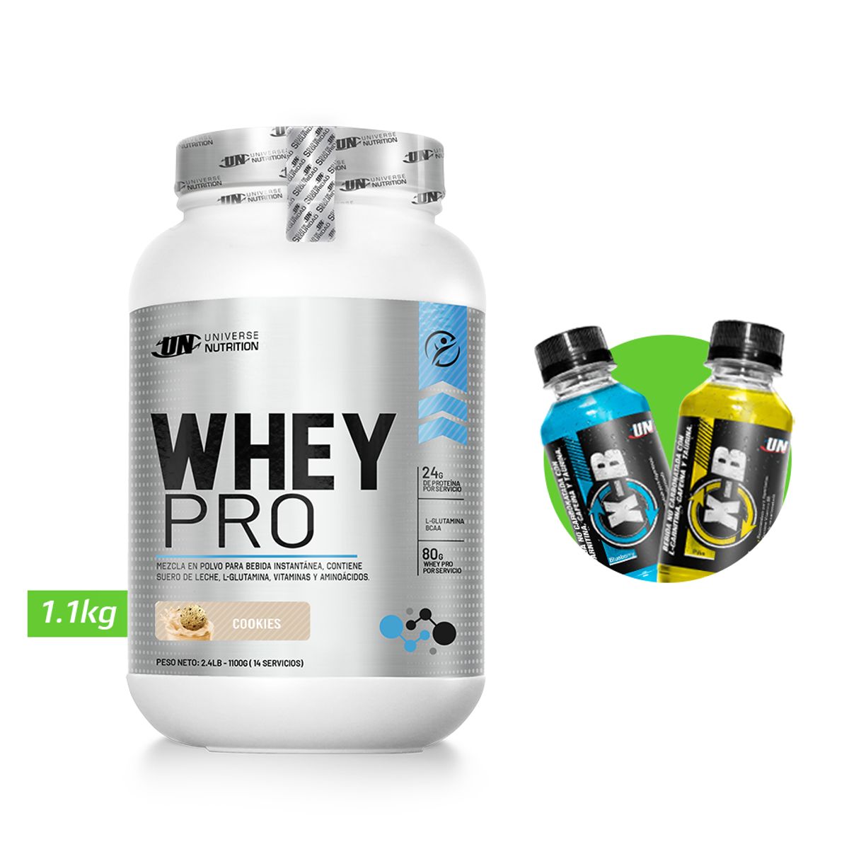 UNIVERSE NUTRITION - WHEY PRO 1.1 KG PROTEÍNA UN COOKIES+ REGALOS
