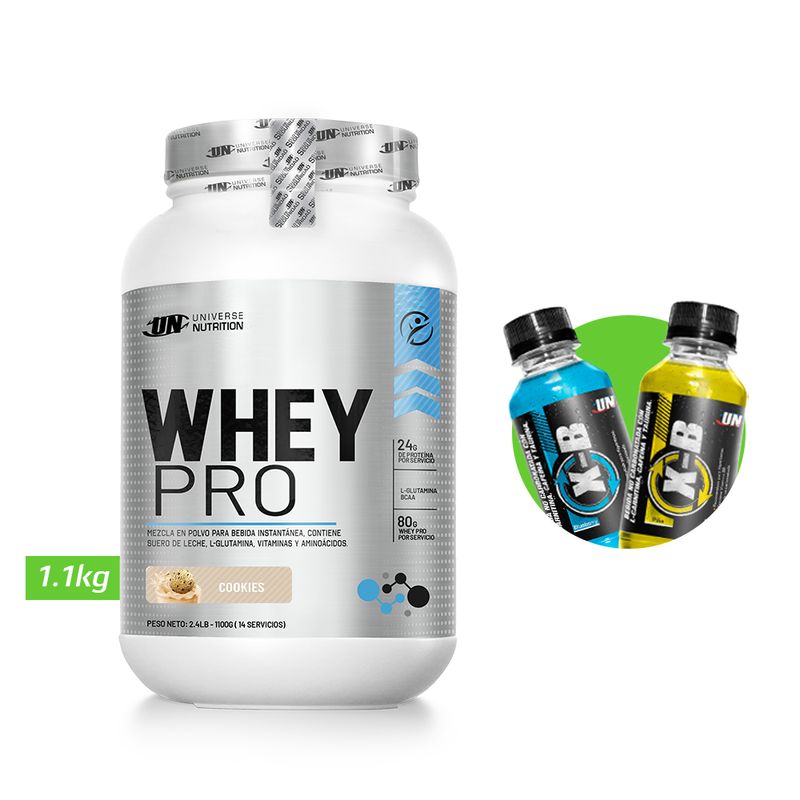 UNIVERSE NUTRITION - WHEY PRO 1.1 KG PROTEÍNA UN COOKIES+ REGALOS