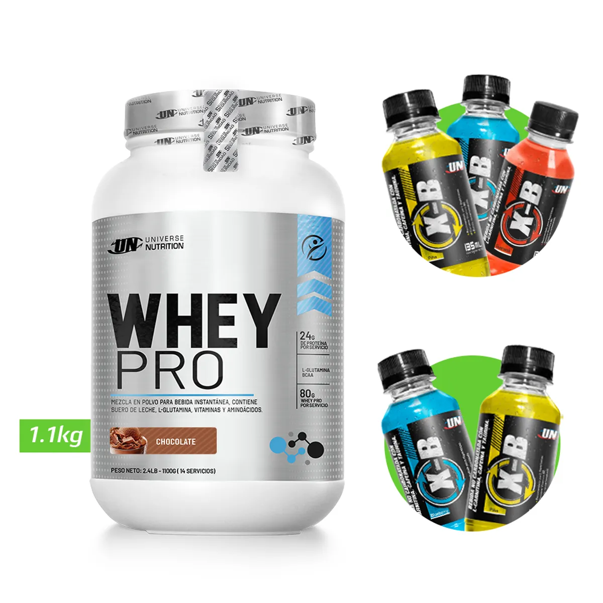 UNIVERSE NUTRITION - WHEY PRO 1.1 KG PROTEÍNA UN CHOCOLATE + REGALOS