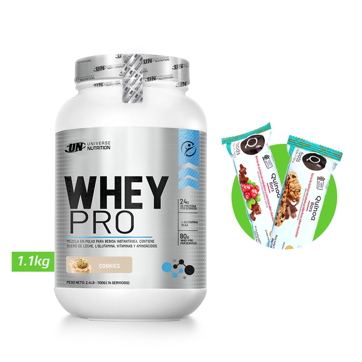 UNIVERSE NUTRITION - WHEY PRO 1.1 KG PROTEÍNA UN COOKIES+ REGALOS