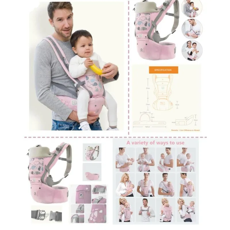 GENERICO - CANGURO PARA BEBE MULTIUSOS 5 FORMAS PINK PRINCES