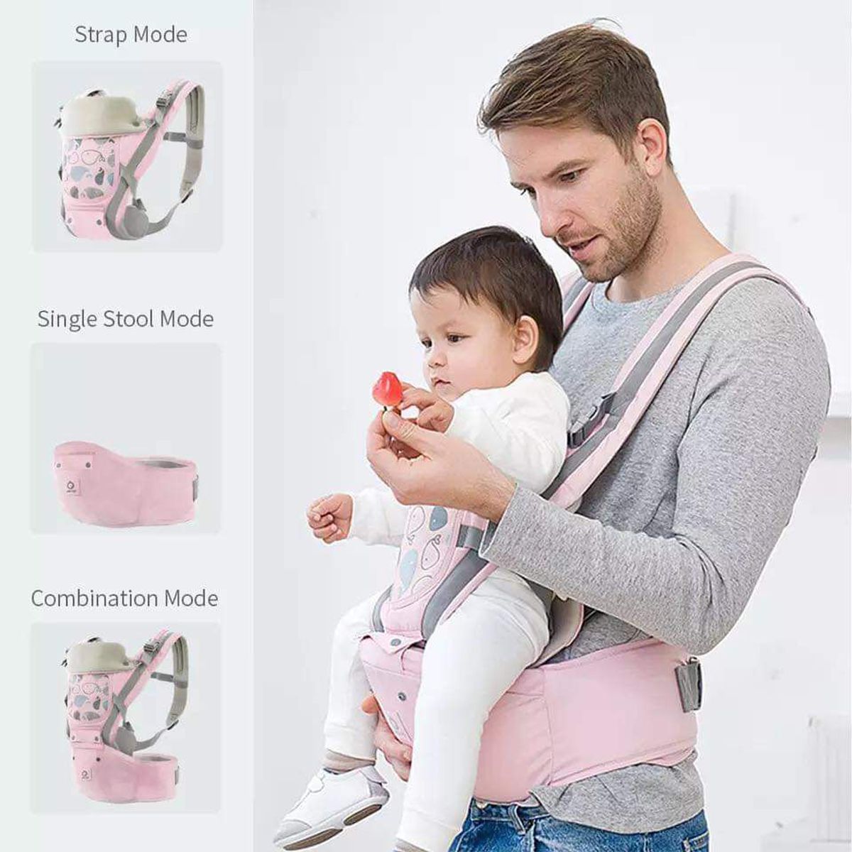 GENERICO - CANGURO PARA BEBE MULTIUSOS 5 FORMAS PINK PRINCES