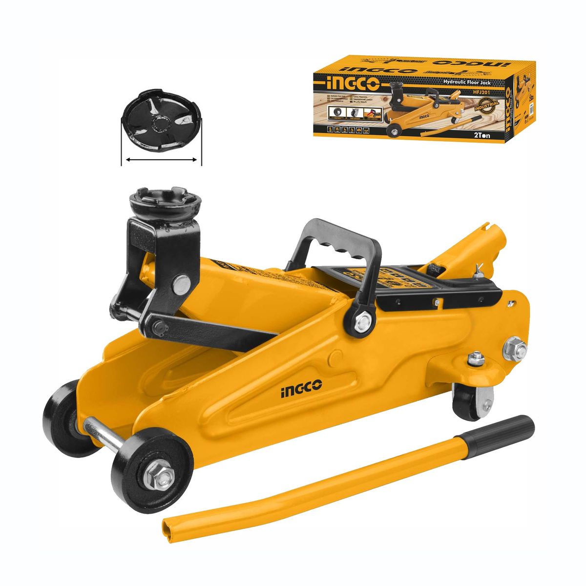 TOTAL TOOLS - GATA HIDRAÚLICA 2TON AUTOS TIPO CAIMAN DE PISO INGCO - HFJ201
