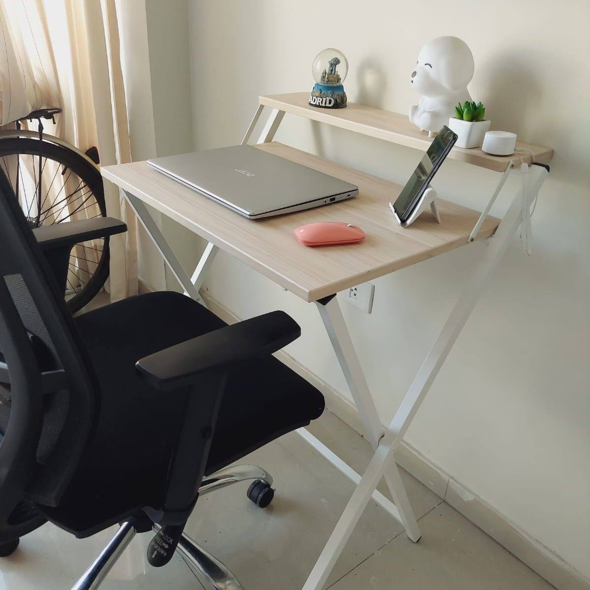 GENERICO - Escritorio plegable color manzano con estructura blanca