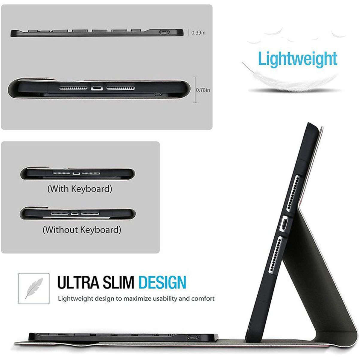 PUREPOWER - Funda con teclado de español para xiaomi mi pad 5/5 pro-negro